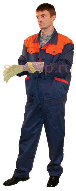 Летний рабочий костюм синий оранжевый фото