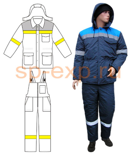 Зимний рабочий костюм васильковый синий фото