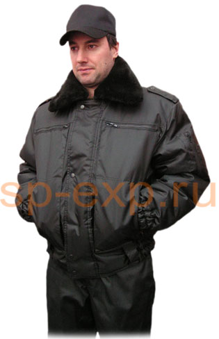Куртка зимняя для охраны черная укороченная фото